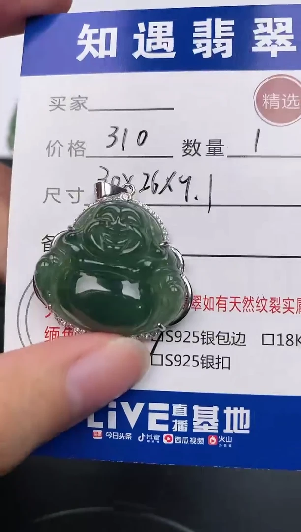 翡翠银S925镶嵌颈饰挂件