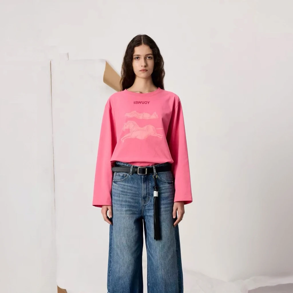 YOUWEI有尾2026春季新品马上躺平长袖T恤6111