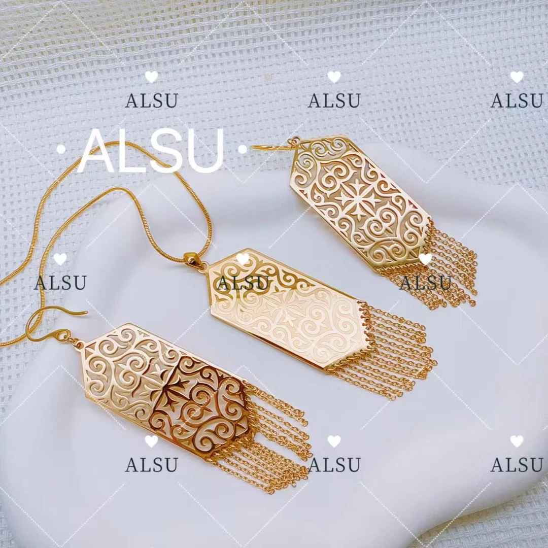 合金项链 ALSU原创经典重工民族风流苏两件套毛衣链+耳环时尚百搭