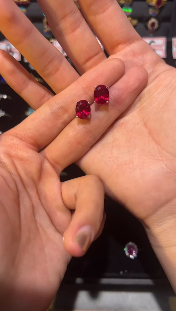 【闪购商品】红宝石耳饰银S925镶嵌6+5632