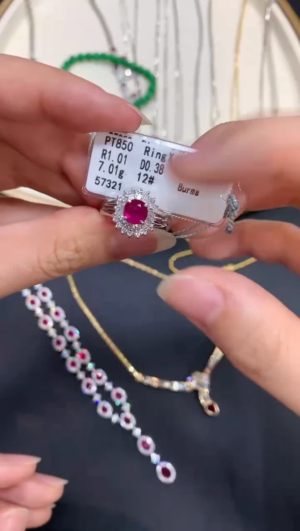 定制红宝石戒指铂Pt850镶嵌S469|11000