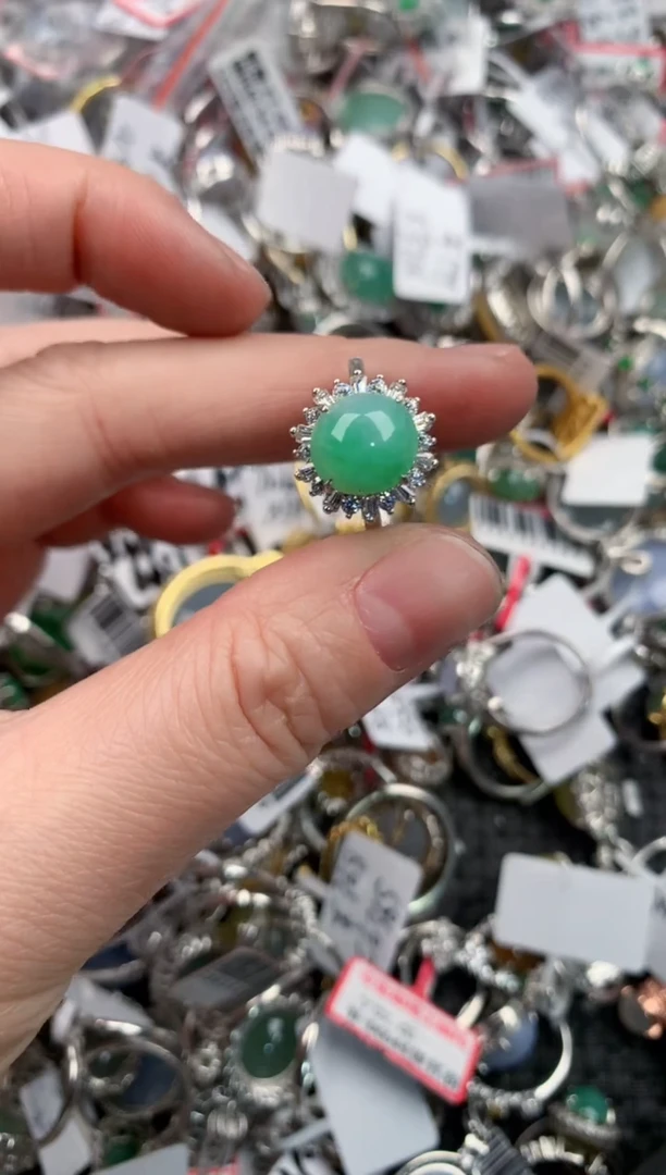 银S925镶嵌戒指翡翠999                 4