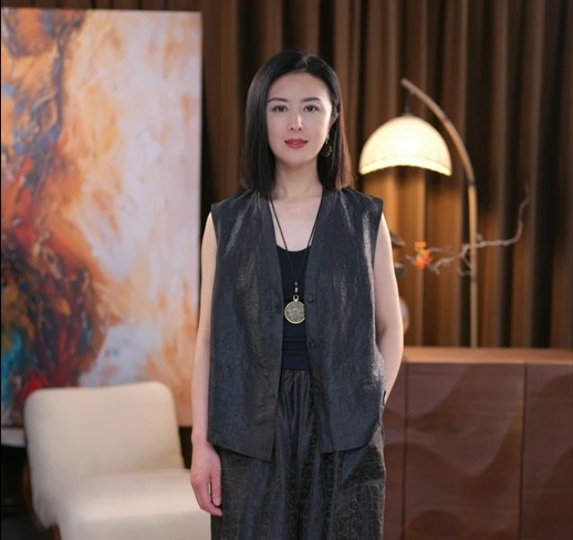 【千岚】桑蚕丝龟裂纹背心马甲女双面穿背心新中式开衫女款无袖上衣