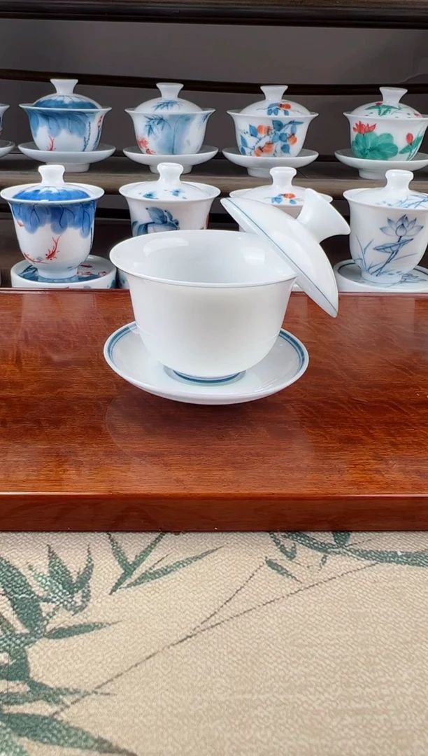 微瑕高冰玄纹130ml三才盖碗