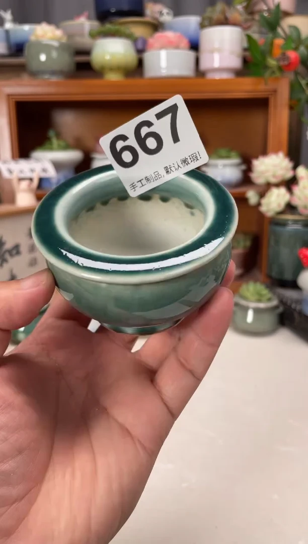 瓷片667知木花盆小芳