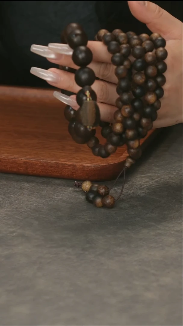 手串沉香木富国岛倒架沉金丝瘤疤1.6单+108虫漏