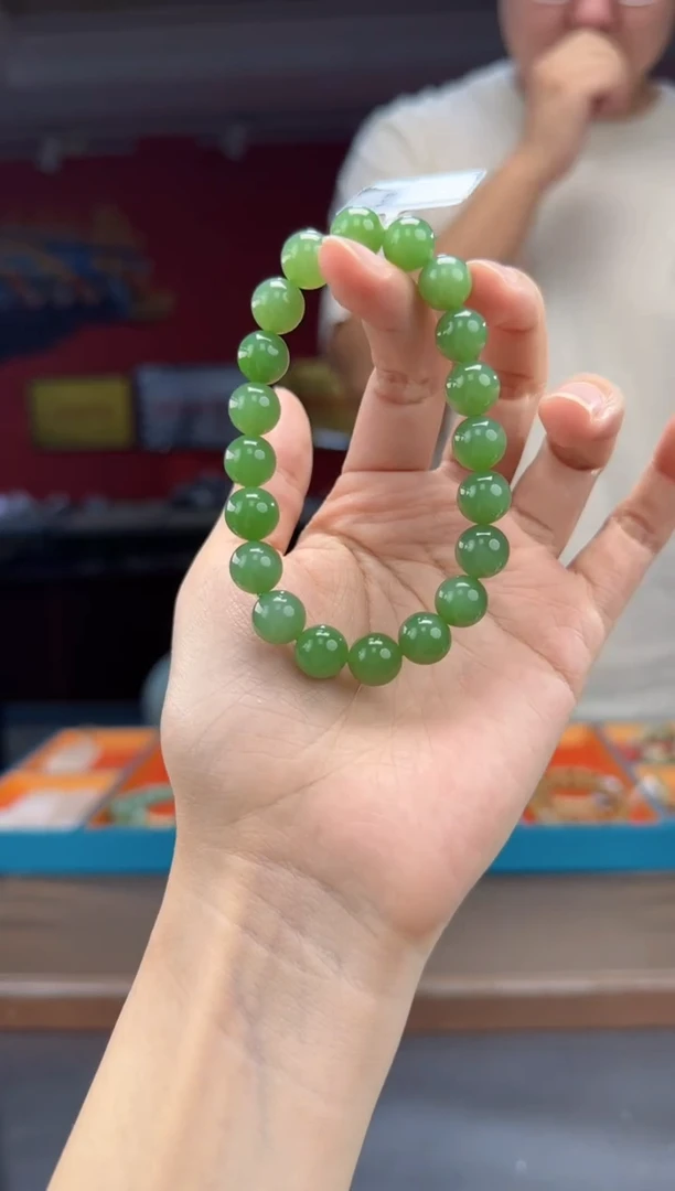 未镶嵌手串和田玉碧玉粉青单圈手串