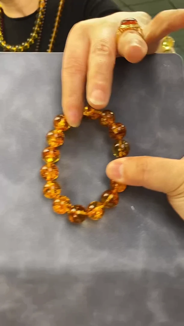 【闪购商品】琥珀（花珀）手链未镶嵌13+俄罗斯花珀手串