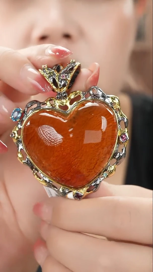 未镶嵌吊坠(不含链)琥珀爱心特色吊坠