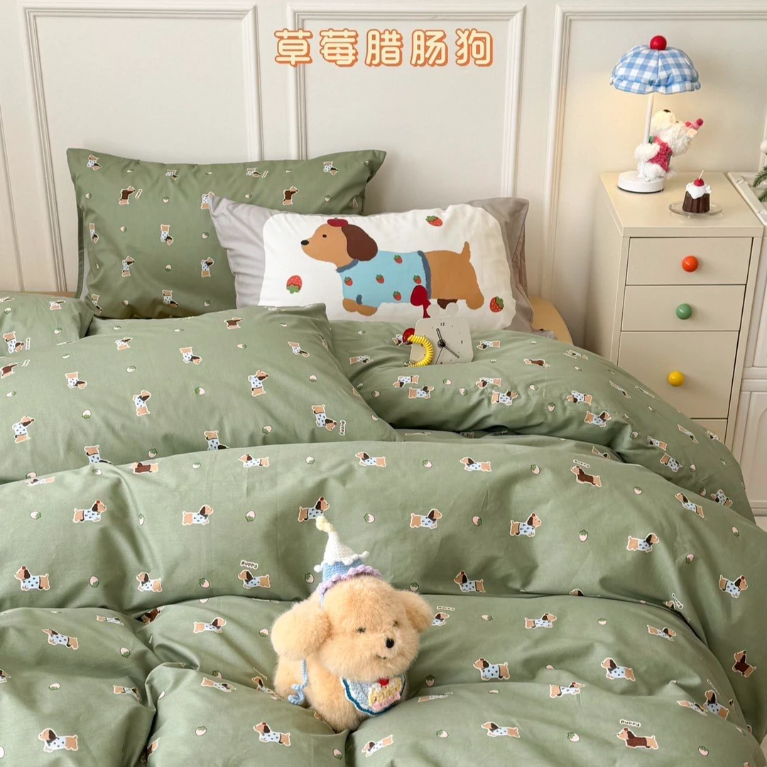 断码！孤品小清新卡通可爱全棉大板枕套100棉四件套宿舍床【有运补】