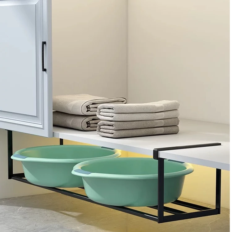 可伸缩分层隔板内悬挂置物架易安装家用浴室脸盆置物架厨房整理架