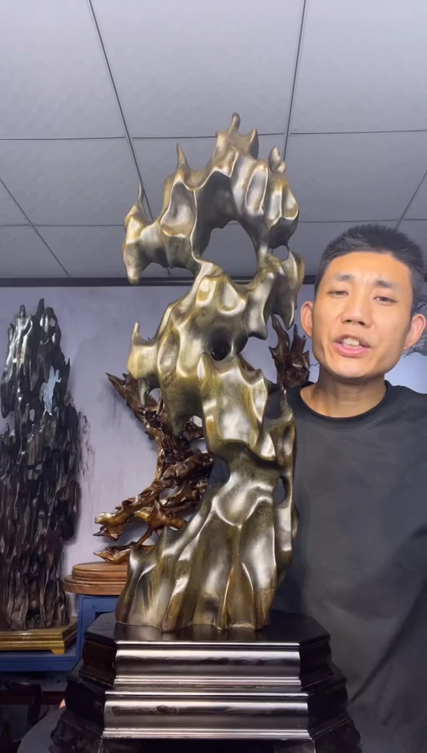 金丝楠木雕款山*金丝楠木工艺品摆件