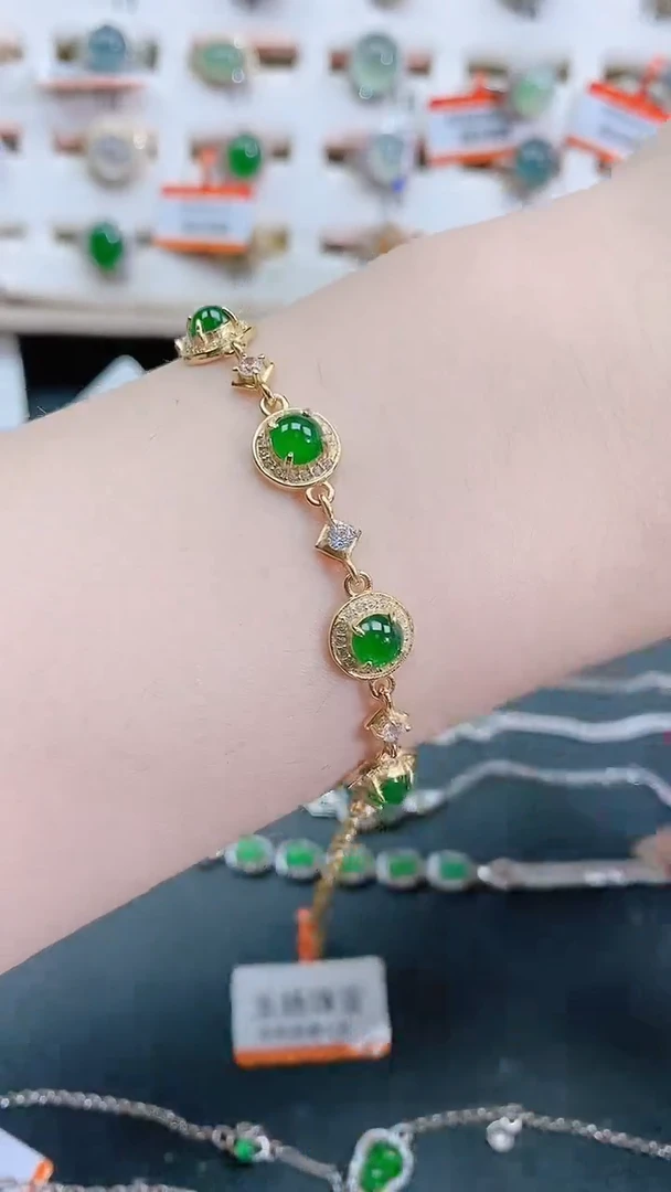 银S925镶嵌手链翡翠天然翡翠