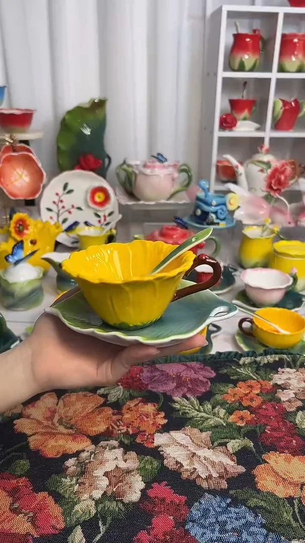 瓷向日葵咖啡杯碟，，，