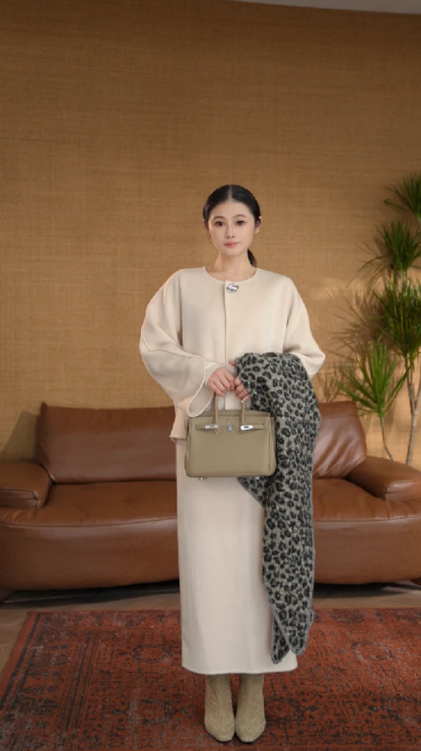 陈妍君【白色双面呢一粒扣气质秋冬毛呢外套】CYJ-HH124-H096