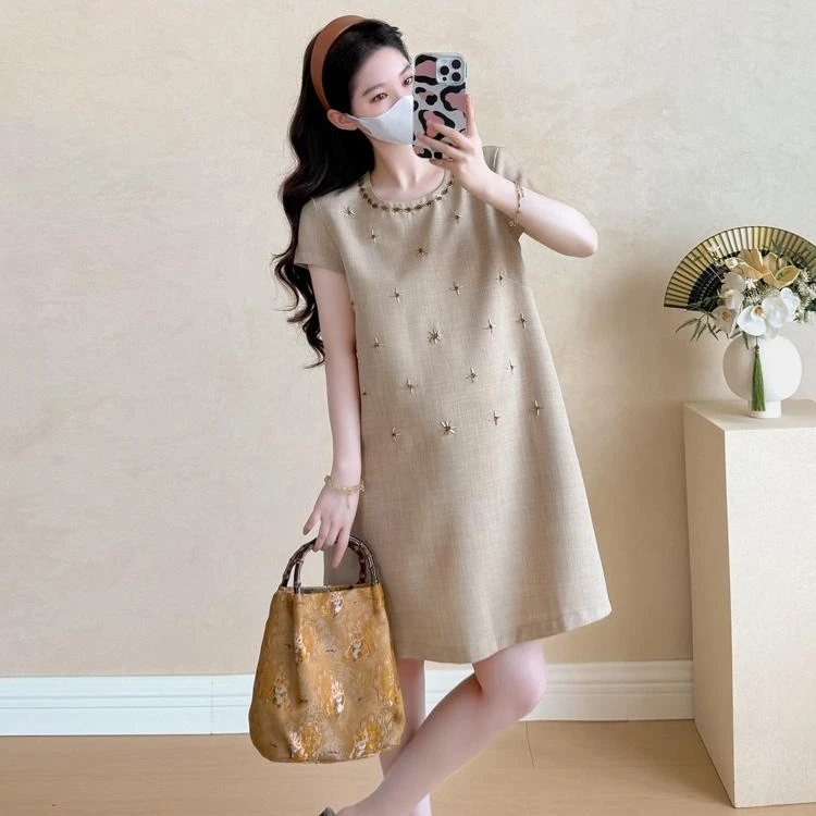 【妮妮子专属】新款大码女装夏季气质小香风大码显瘦洋气时尚连衣裙