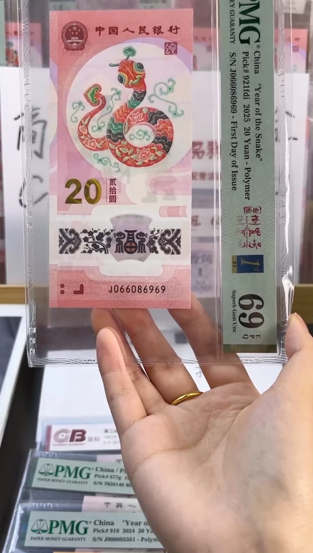 塑料蛇钞圆圆号PMG69分尾969