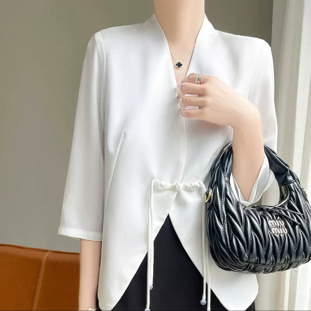 888-新中式轻职风常规西装时尚上衣修身显瘦无领极简风小众春夏