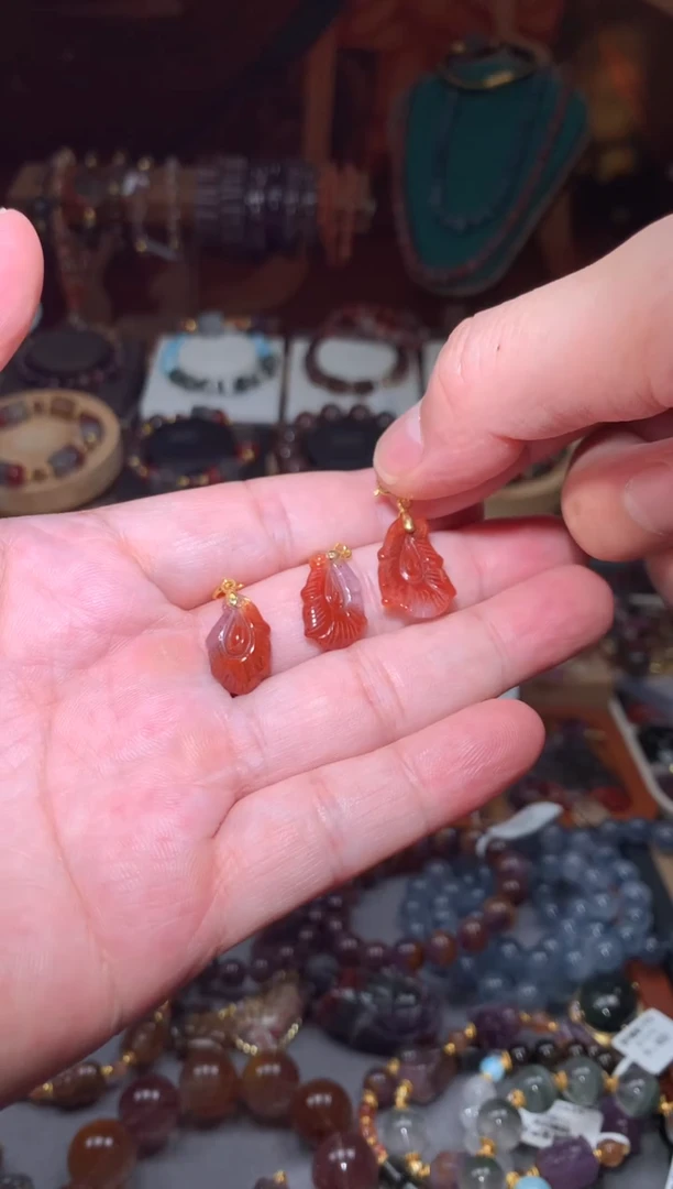 未镶嵌珠宝半成品水晶@****鲤红极光叶子提溜