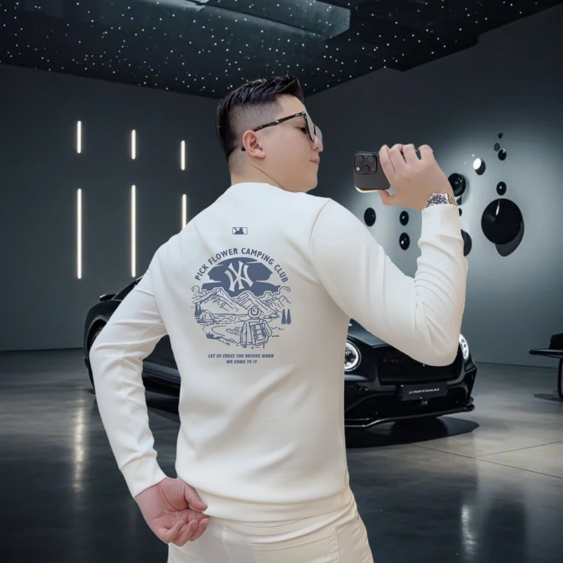 美式潮流休闲卫衣男款秋冬重磅圆领套头加绒长袖上衣服男装百搭潮