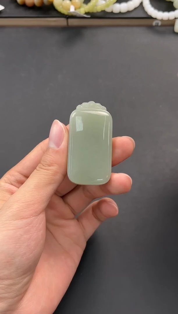 未镶嵌手串和田玉且末青白无事牌微色差