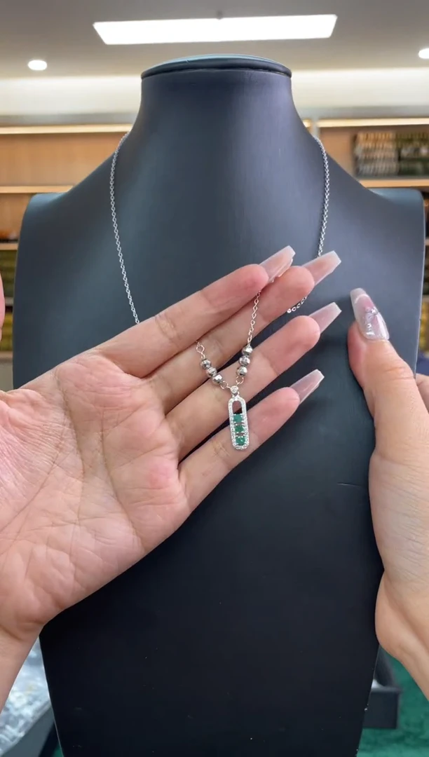 ·银S925镶嵌祖母绿多样性发一件