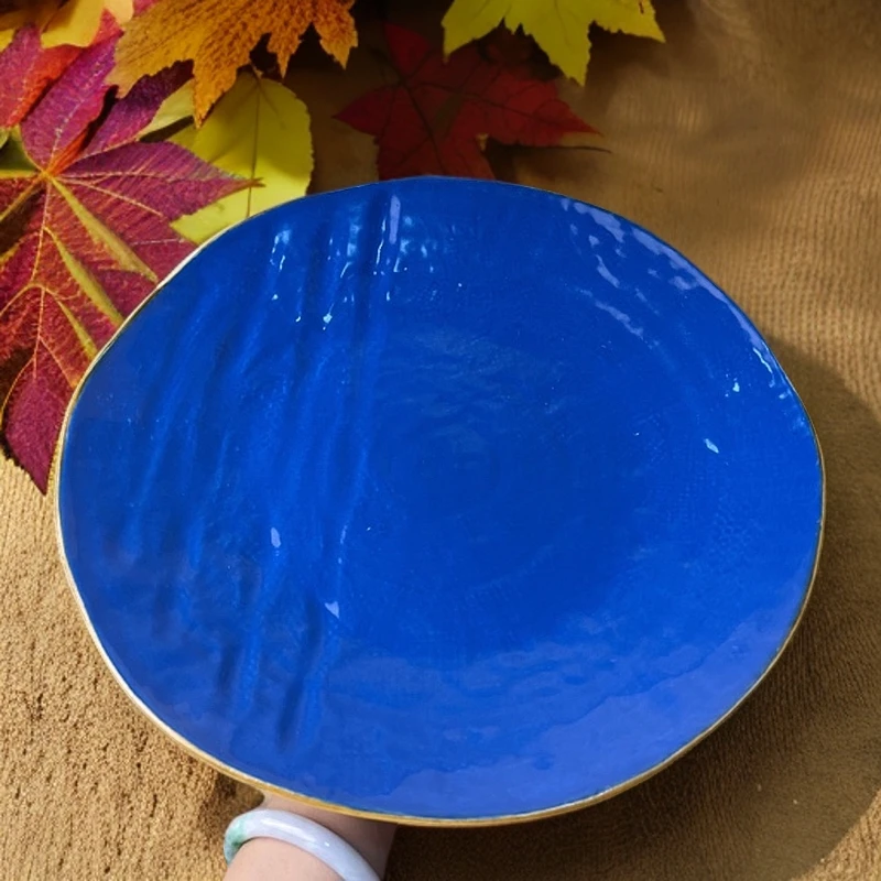 330 微瑕品蓝色超大异形盘