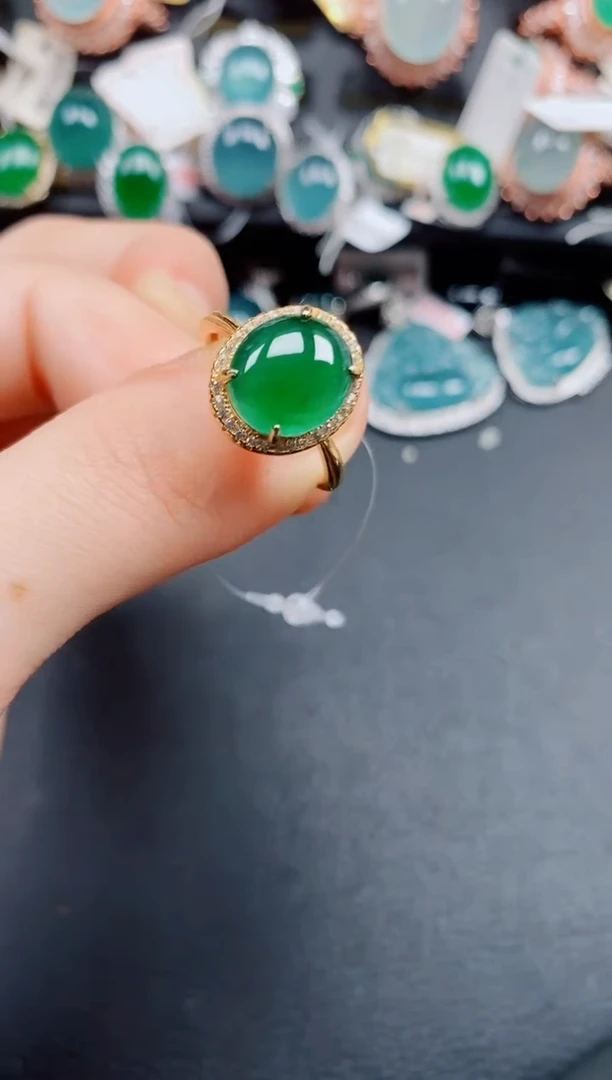 银S925镶嵌戒指翡翠翡翠