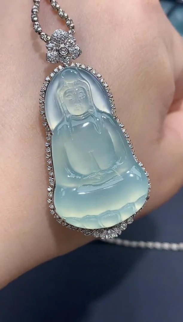 翡翠18K金镶嵌吊坠(不含链)477-中国好珍宝