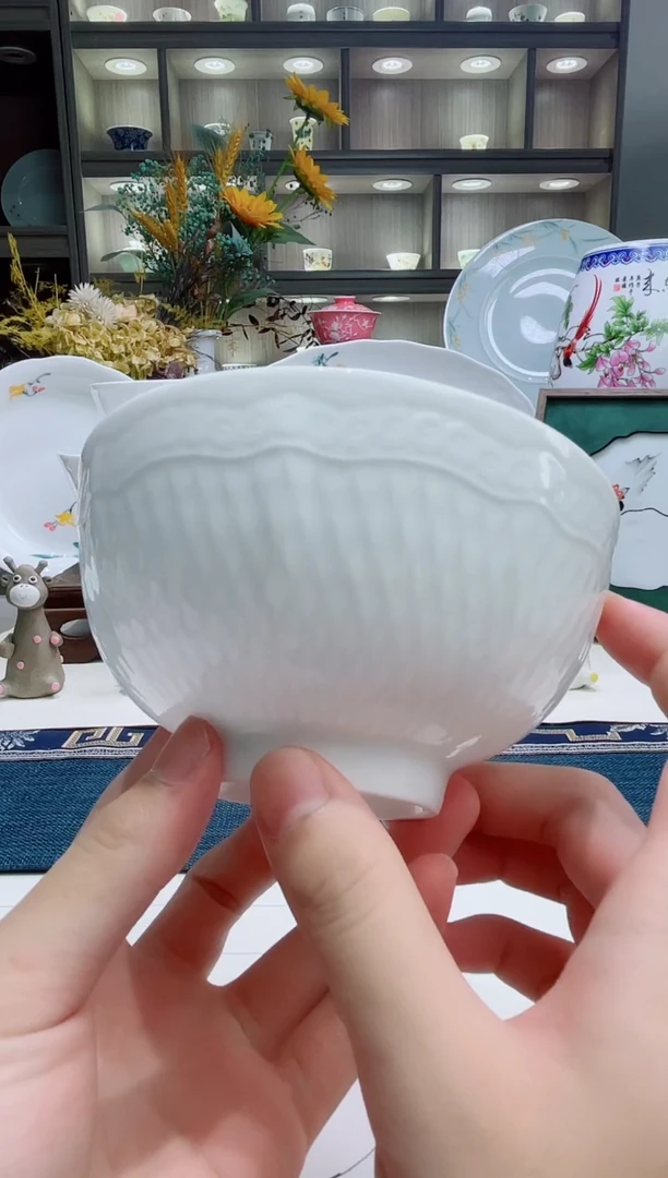 陶瓷体验装高温白瓷纯白釉下4.8英寸玉瓷碗