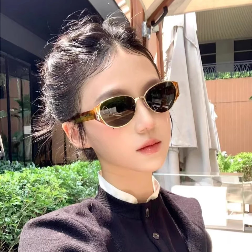 复古老钱风猫眼墨镜女防紫外线金属太阳眼镜百搭潮流时尚