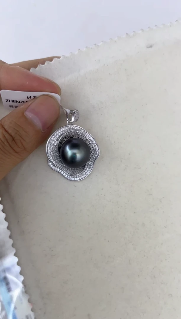 海水珍珠银S925镶嵌颈饰吊坠13