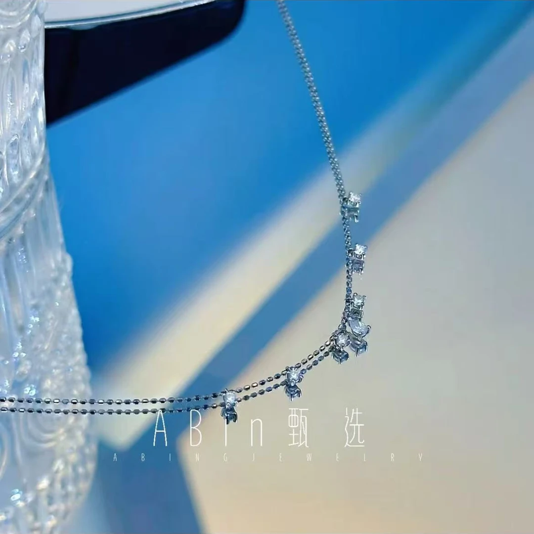 【QianMeng】18k 水滴满天星项链  A