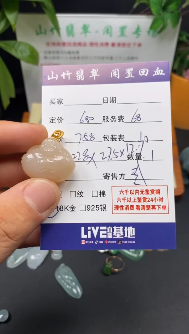 颈饰18K金镶嵌和田玉3001893