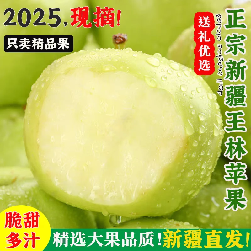 【EMS空运包邮】阿克苏王林苹果酥脆香甜果香浓郁自带兰花香气新鲜
