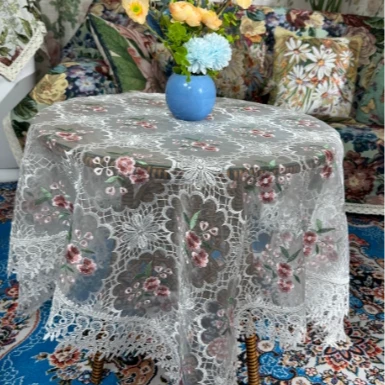 ZN040-24丝光线【125*125]白底粉梅花刺绣高织高密玻璃砂桌茶几布