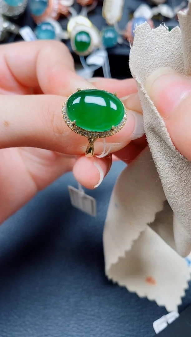 银S925镶嵌戒指翡翠翡翠