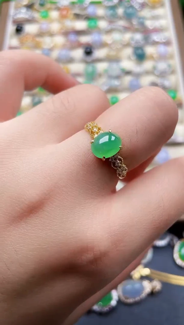 银S925镶嵌戒指翡翠58