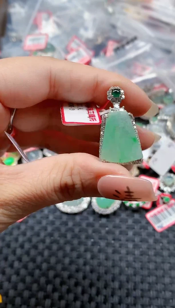 银S925镶嵌戒指翡翠天然A货缅甸翡翠