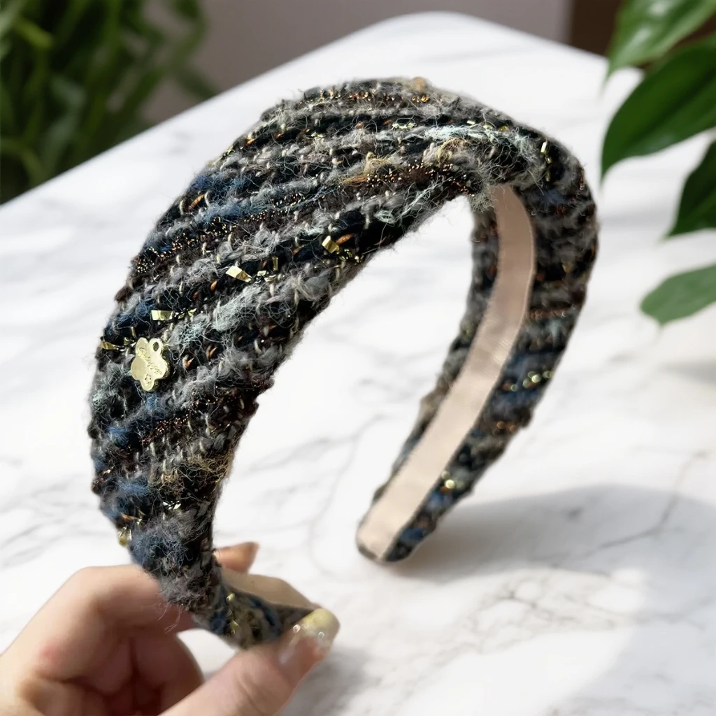 韩系秋冬小香风高颅顶发箍女高级感宽边头箍复古时尚外出发卡头饰