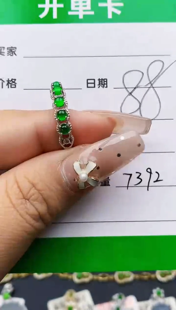 翡翠戒指银S925镶嵌73921