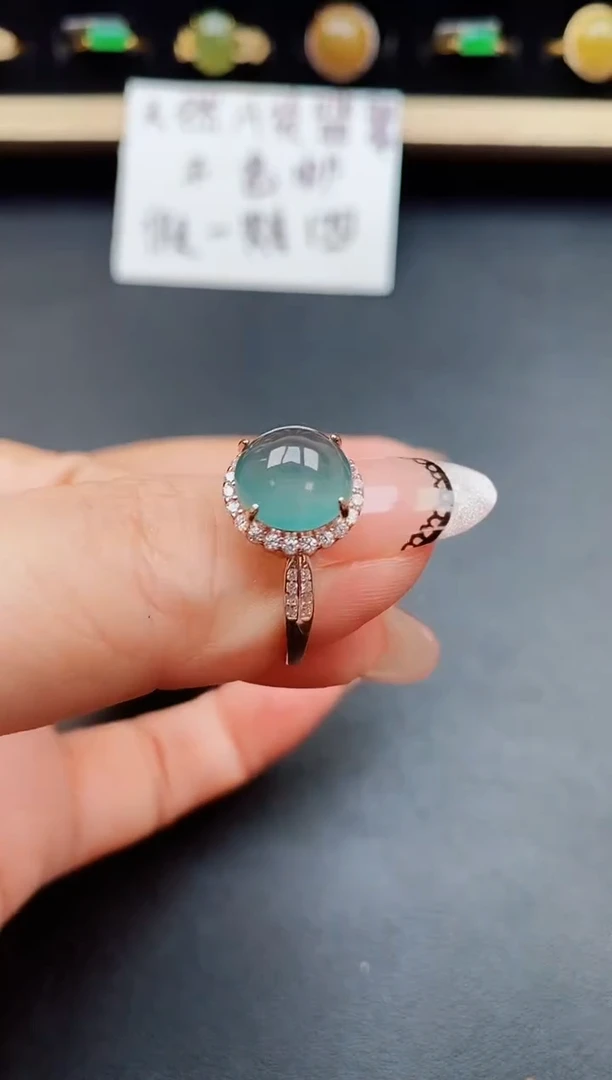 翡翠戒指银S925镶嵌5085