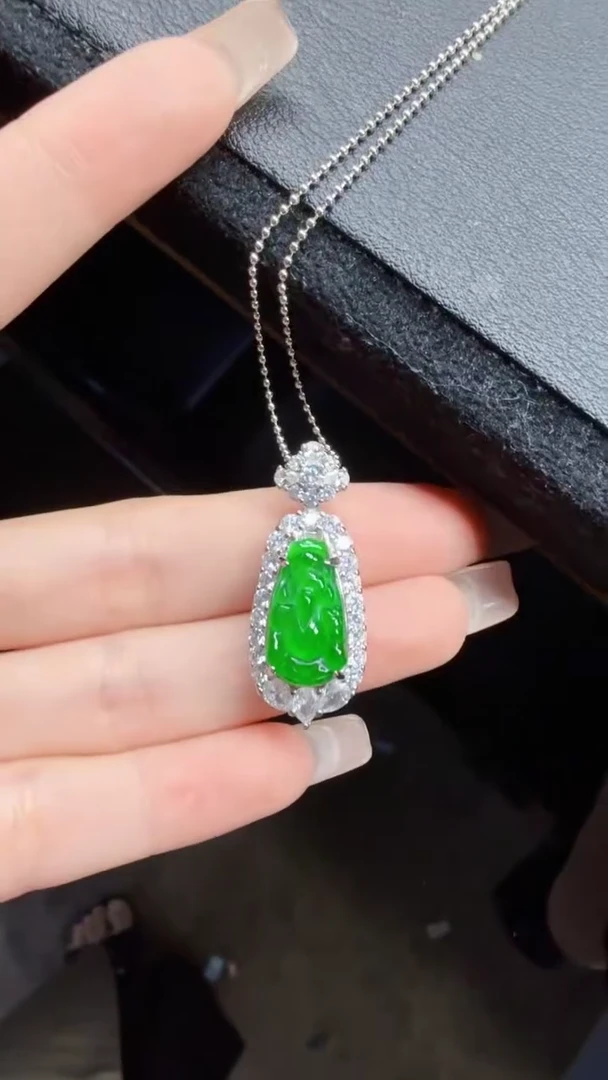 未镶嵌定制翡翠翡翠A货有轻微色差属于正常现象，财神多样性发货1