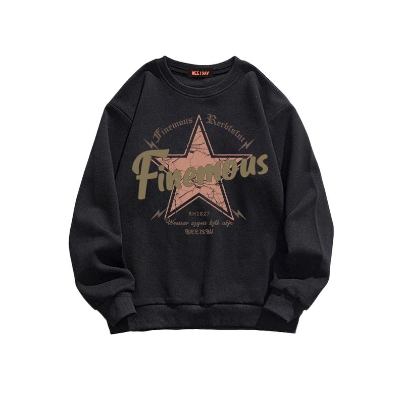 特大码300斤潮牌美式复古高街圆领长袖卫衣男秋冬季套头百搭上衣