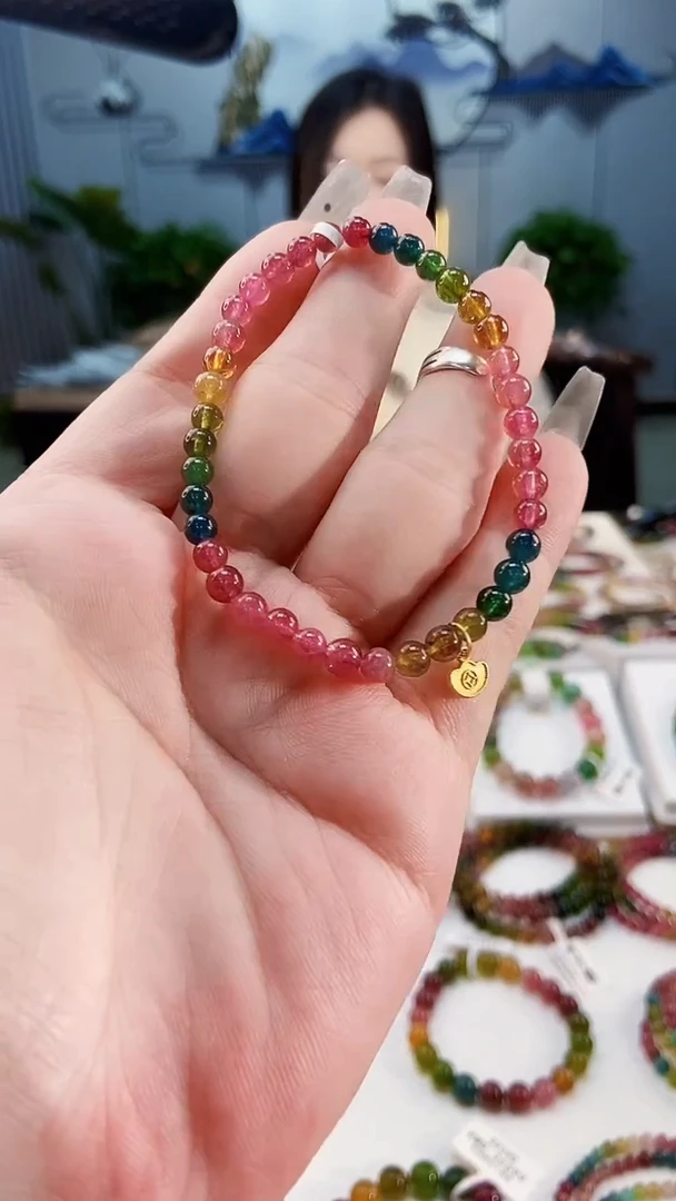 【闪购商品】碧玺手链银S925镶嵌G2187单圈颜色微差发1