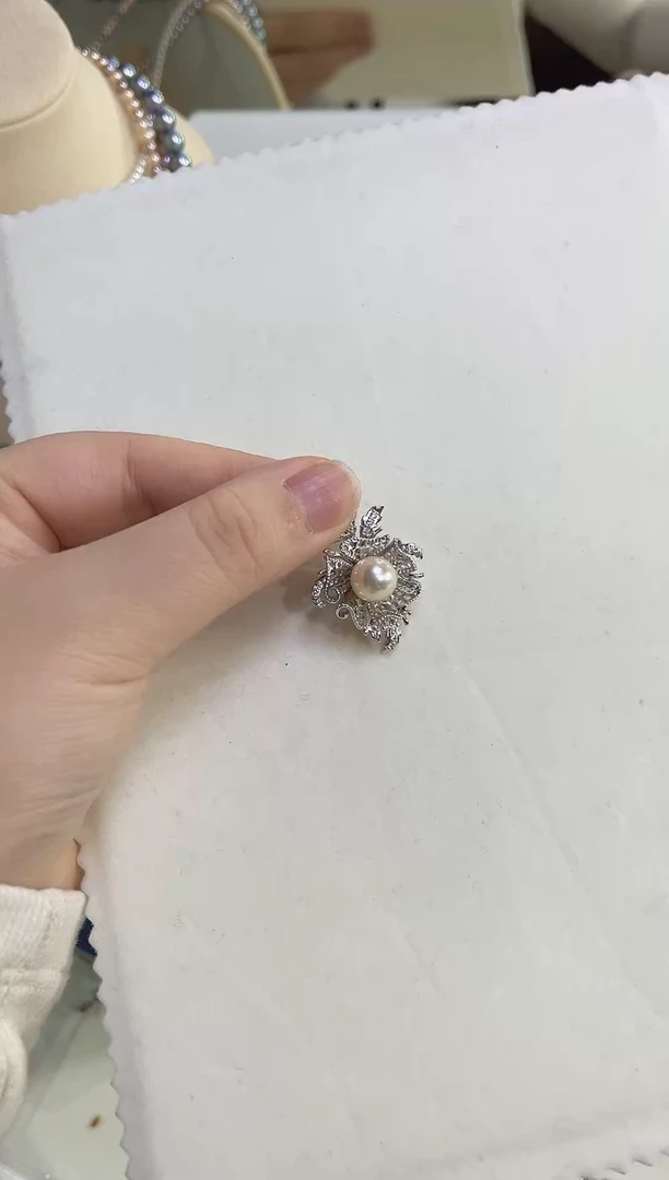 吊坠(不含链)银S925镶嵌海水珍珠吊坠