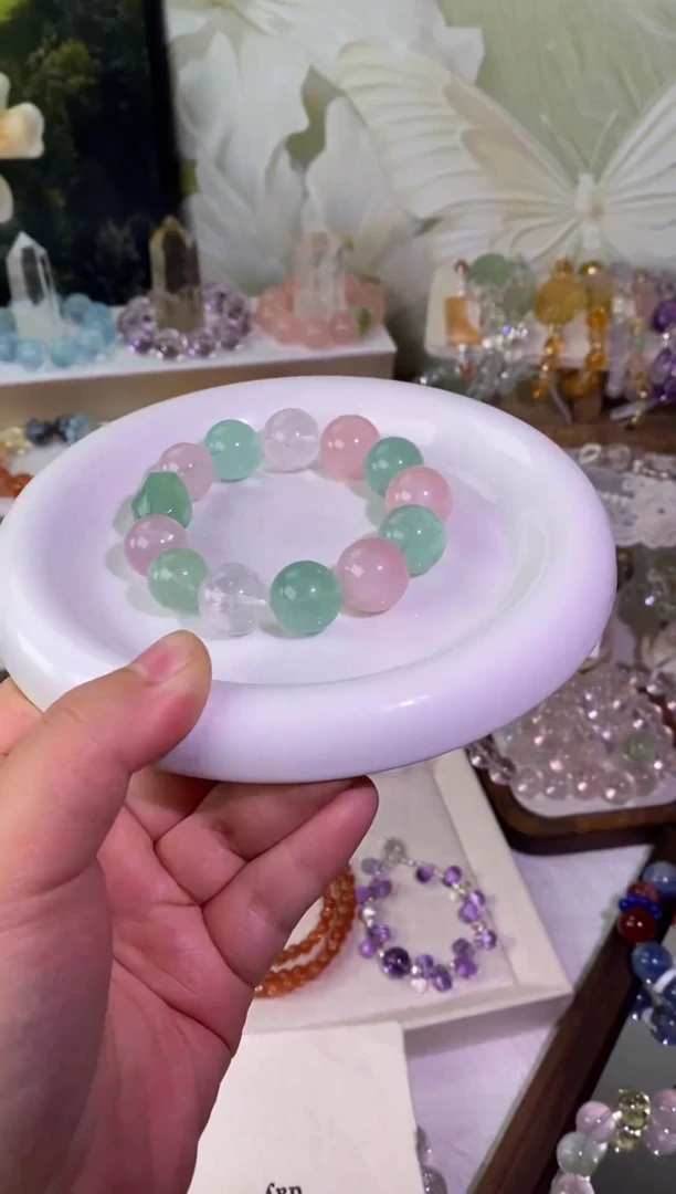 未镶嵌手串水晶粉晶绿萤石设计款