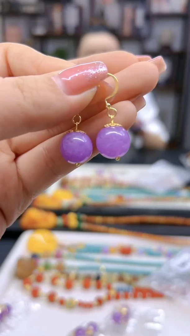 【闪购商品】翡翠耳饰14K金镶嵌耳勾E494