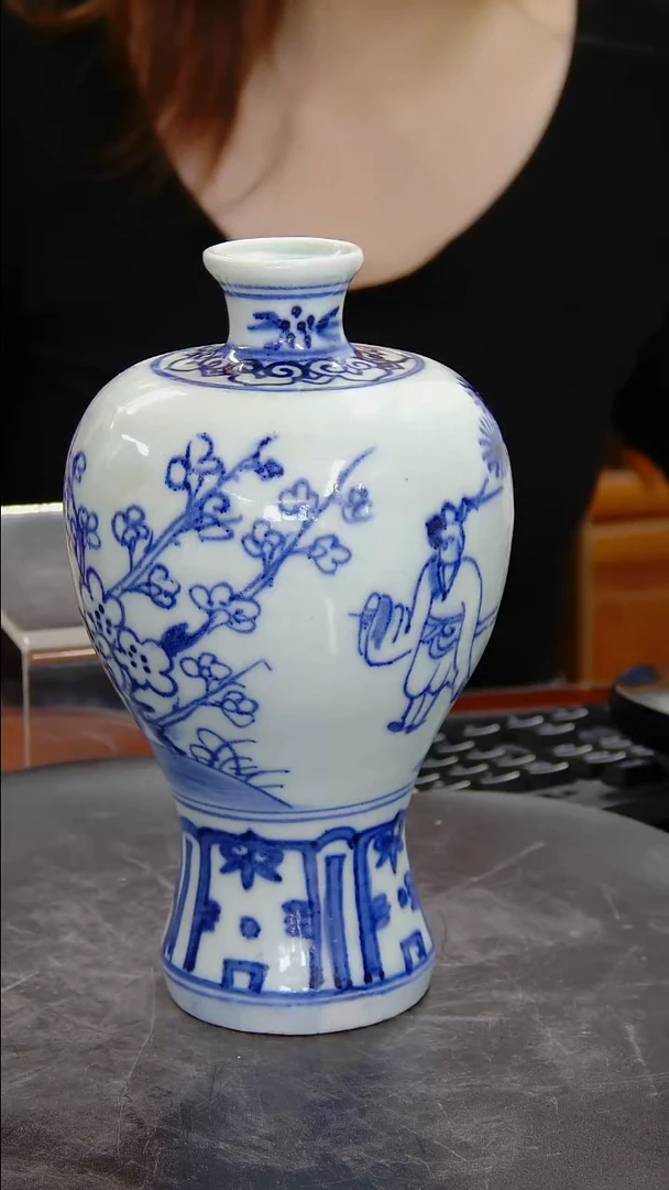 瓶青花人物纹梅瓶#B006#