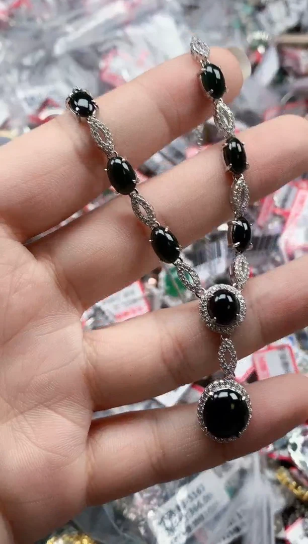 银S925镶嵌戒指翡翠天然A货缅甸翡翠